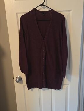 torrid Deep Plum Button-Front Long Cardigan